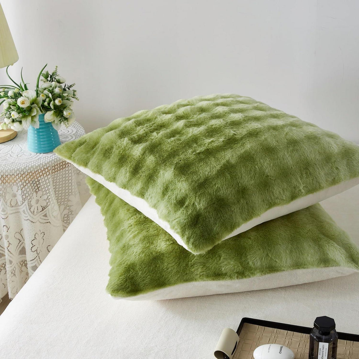 Plüsch Bettwäsche Set 200x200, Grün, Winterwarm & Flauschig