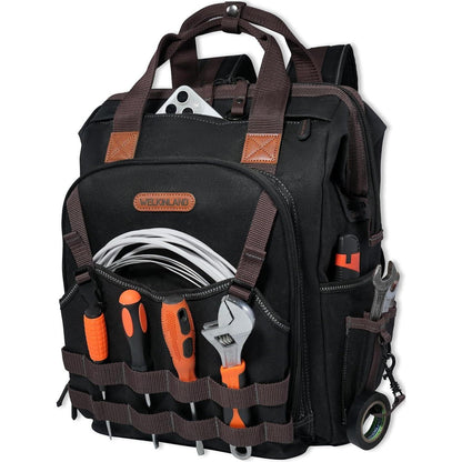 Werkzeugrucksack aus gewachstem Segeltuch, 88 Taschen, robust