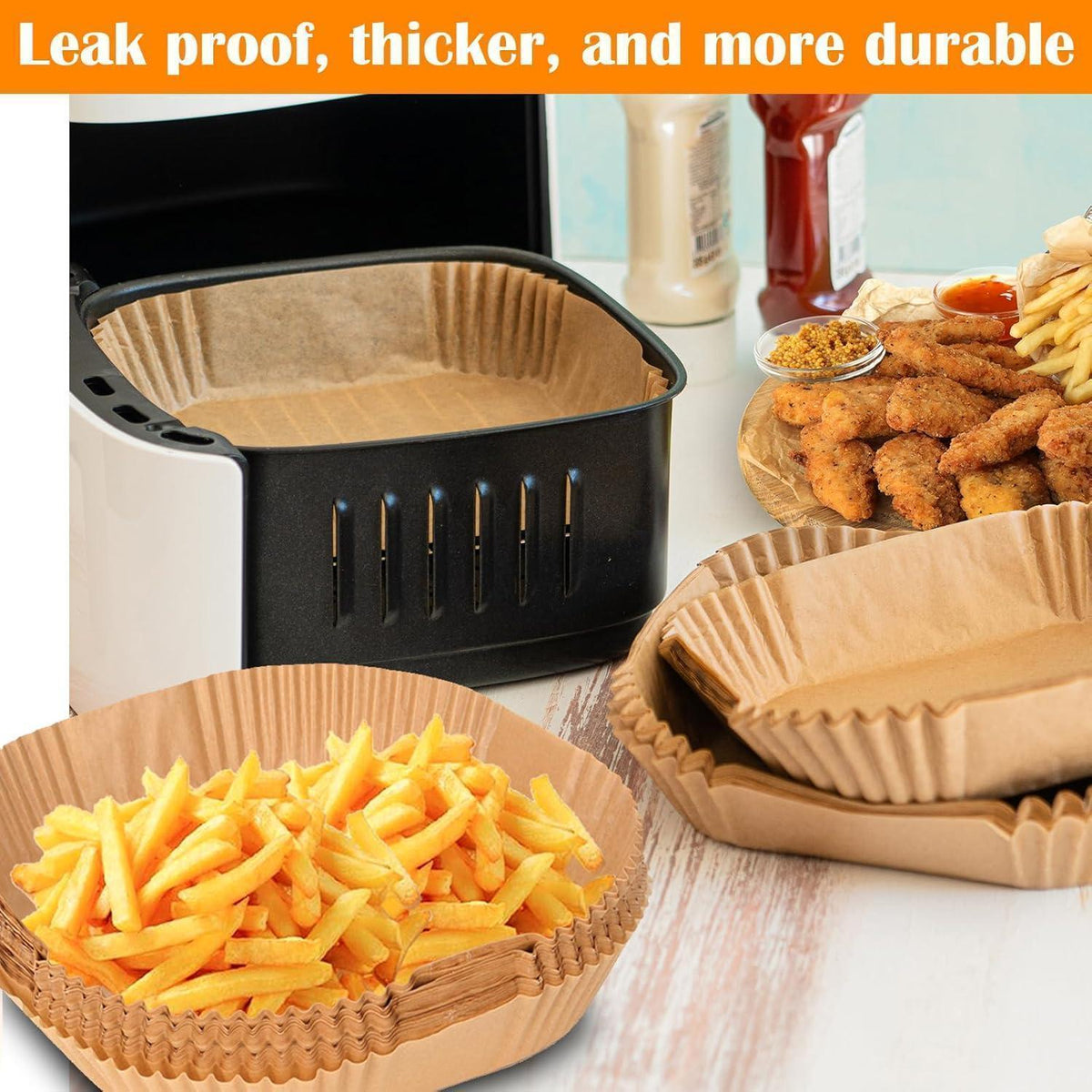 Backpapier für Heißluftfritteuse – 125 Stück, 20x24cm