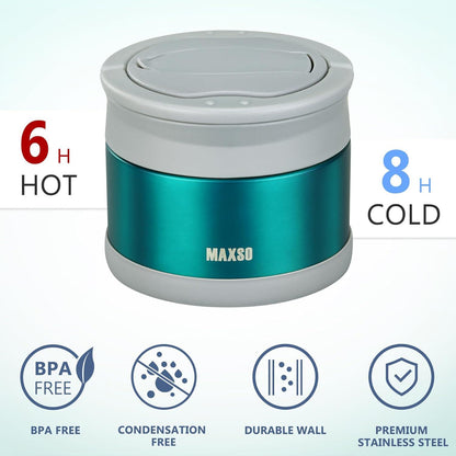 Thermobehälter 700ml Edelstahl Warmhaltebox mit Löffel Grün