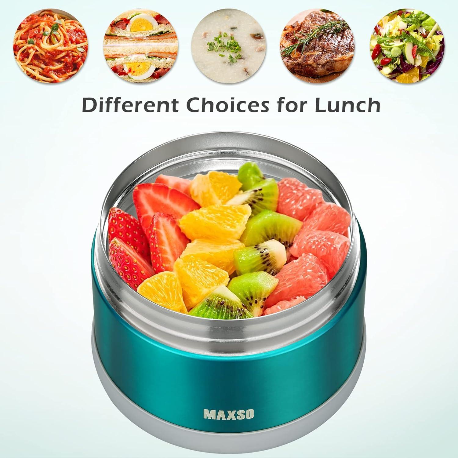 Thermobehälter 700ml Edelstahl Löffel Thermo Lunchbox Warmhaltebox Grün