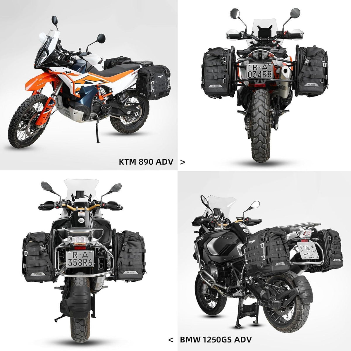 Motorrad-Satteltaschen 35L wasserdicht mit Schnellverschluss und MOLLE