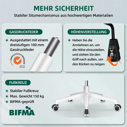 Ergonomischer Bürostuhl mit Hochklappbaren Armlehnen - Blaugrün