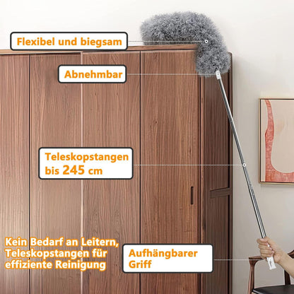 Staubwedel Teleskop Waschbar Staubwischer lang 2,45m mit
