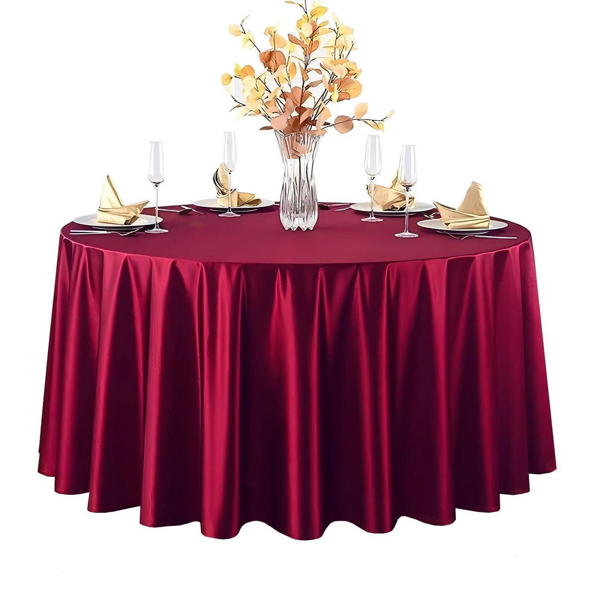 Runde Satin Tischdecke Bordeaux 340 cm – Elegant & Glänzend