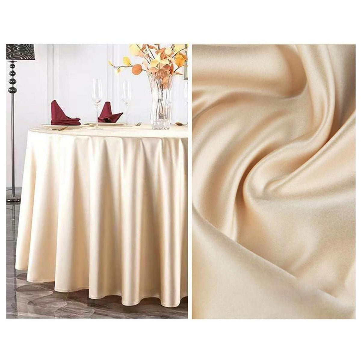 Runde Satin Tischdecke Champagner 320 cm – Elegant & Glänzend