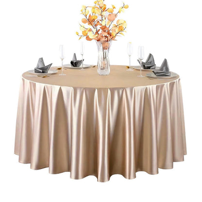 Runde Satin Tischdecke Hellbraun 320 cm – Glänzend & Elegant