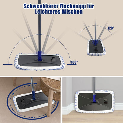 Wischmopp 127cm Teleskopstielk, 360° Drehbar, 5 Mikrofaser