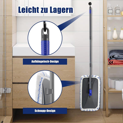 Wischmopp 127cm Teleskopstielk, 360° Drehbar, 5 Mikrofaser
