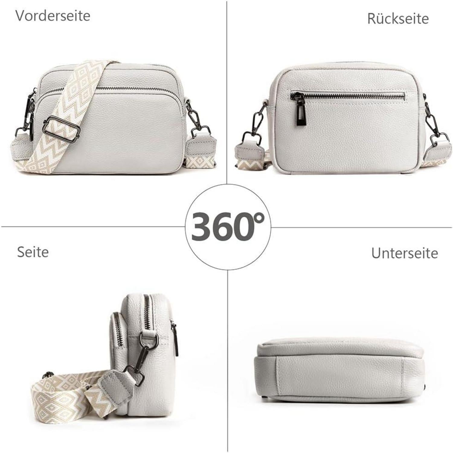 Damen Echtes Leder Umhängetasche Crossbody Bag Schultertasche