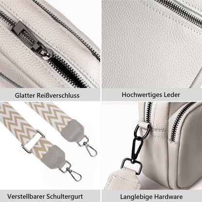 Damen Echtes Leder Umhängetasche Handytasche Crossbody 3 Fächer