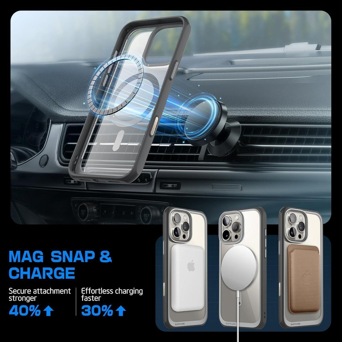 iPhone 16 Pro Hülle MagSafe Transparent Militärschutz Grau