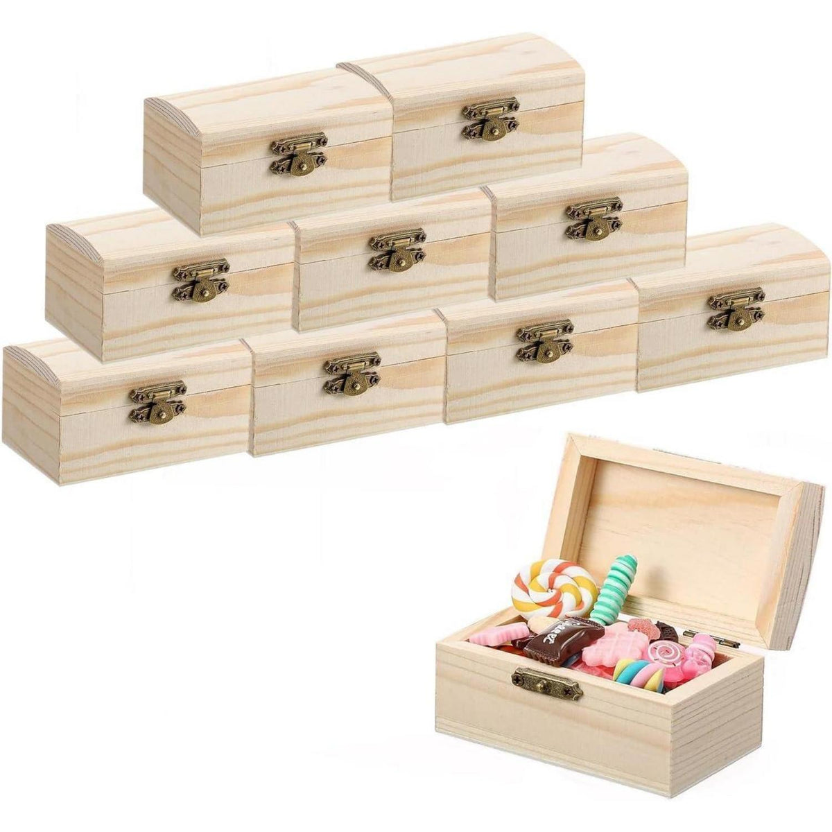 Holzkiste klein – 10er Set, Schatztruhe zum Basteln & Dekorieren