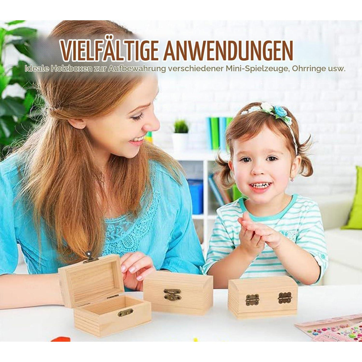 Holzkiste klein – 10er Set, Schatztruhe zum Basteln & Dekorieren