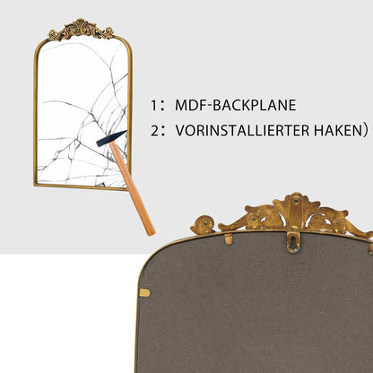 Barock Spiegel antik – Halbrunder Wandspiegel Vintage Gold