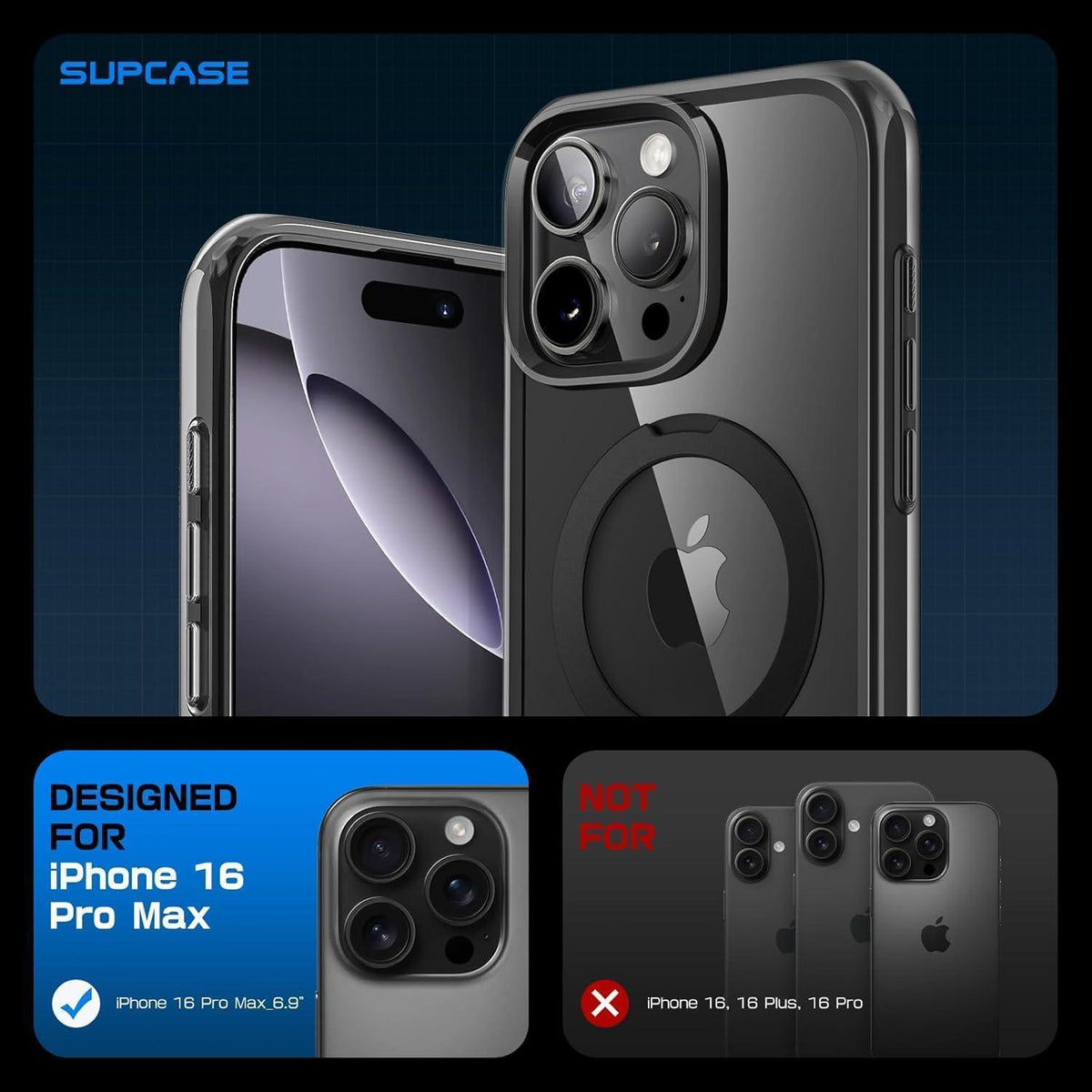 iPhone 16 Pro Max Hülle mit Ringständer & MagSafe, Transparent