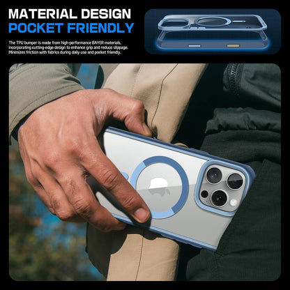 iPhone 16 Pro Max Hülle MagSafe Transparent Blau Militärschutz