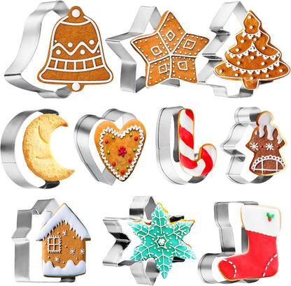 10-teiliges Weihnachtsausstecher Set Edelstahl Plätzchenausstecher