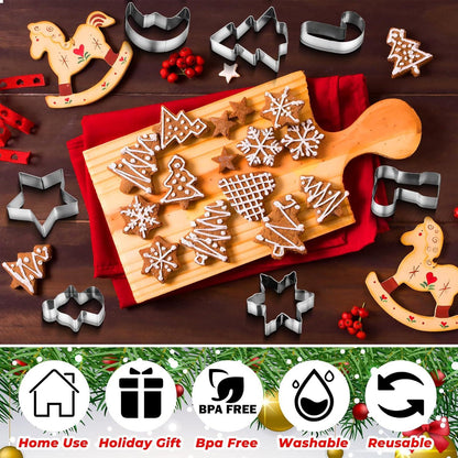 10-teiliges Weihnachtsausstecher Set aus Edelstahl