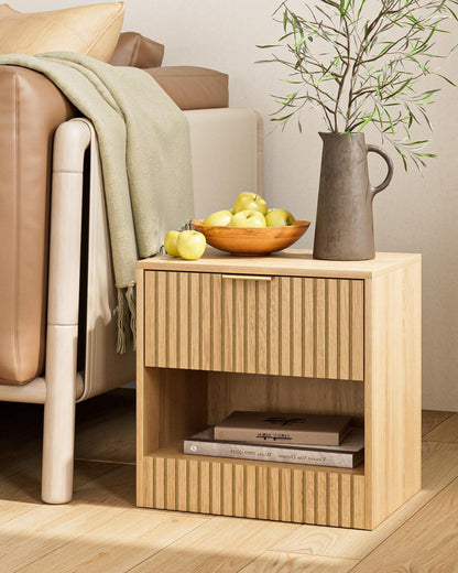 Nachttisch Eiche Holz Nachtschrank Schublade 39x39x28 cm