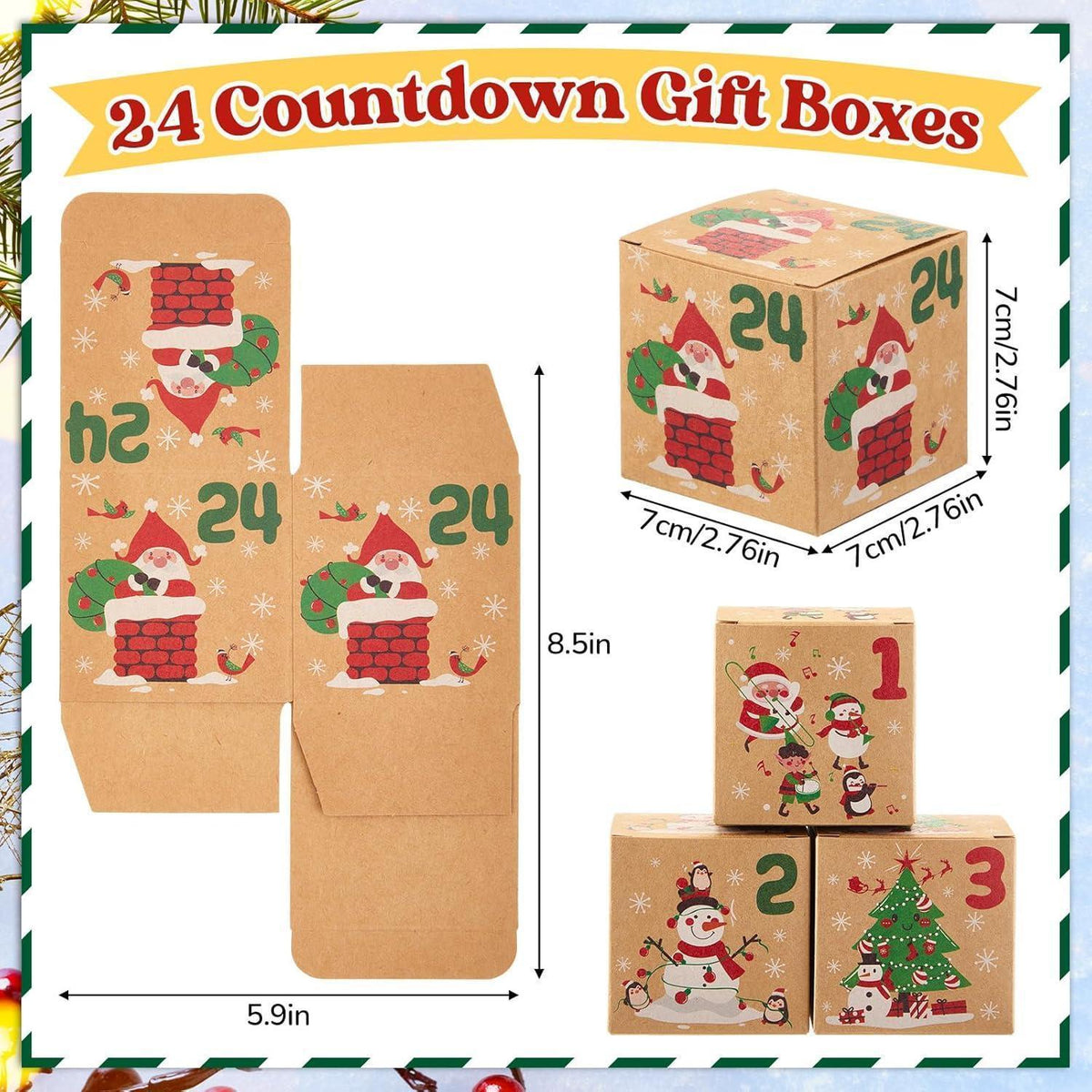 24 Paar Weihnachtssocken Adventskalender Geschenkboxen für Damen Herren