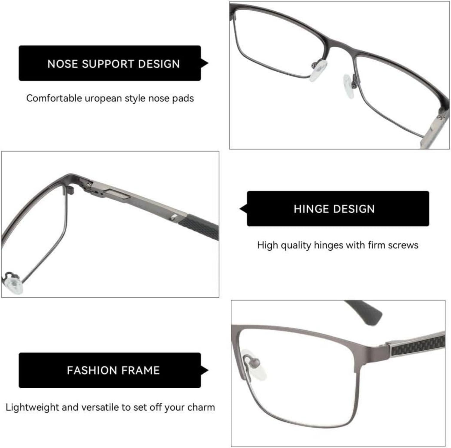 ZENOTTIC Herren Lesebrille Blaulichtfilter Metallgestell - Anti-Blend Schutz