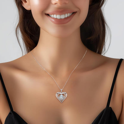 CDE Herz-Moissanit-Halskette 925 Silber, D-Farbe