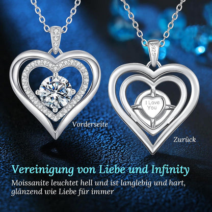 CDE Damen Halskette 925 Silber Herz Moissanit Diamanten 1.2 Karat