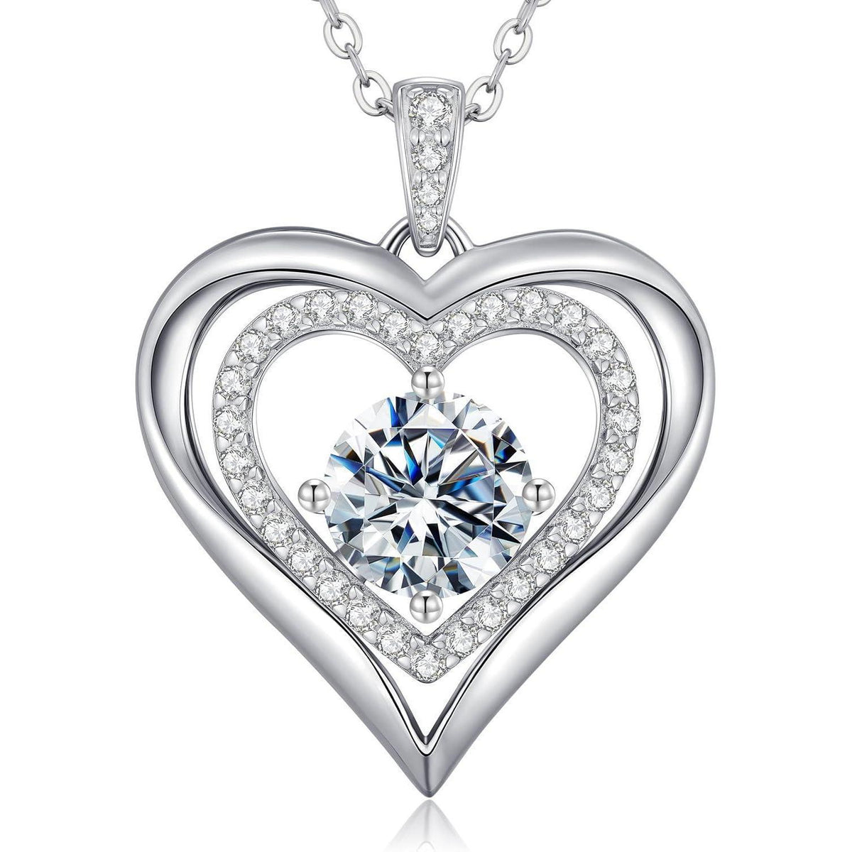 Silber Herz Halskette Damen Moissanite 1.vergoldet
