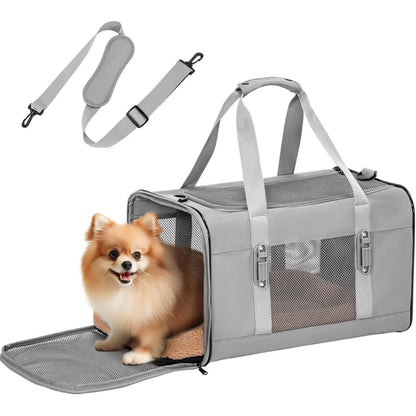 Katzentransportbox Auto mit Kissen & Tragegriff Grau Large+