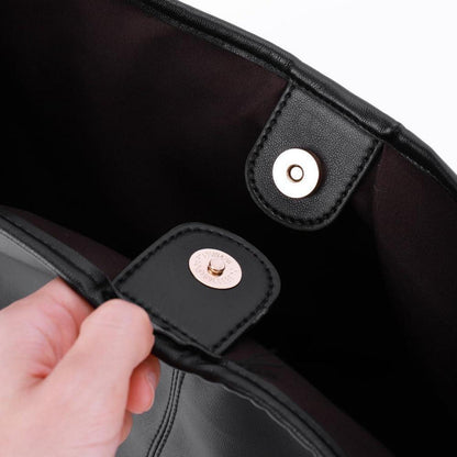 Große Weiche Leder Handtasche mit Geldbörse Schwarz für