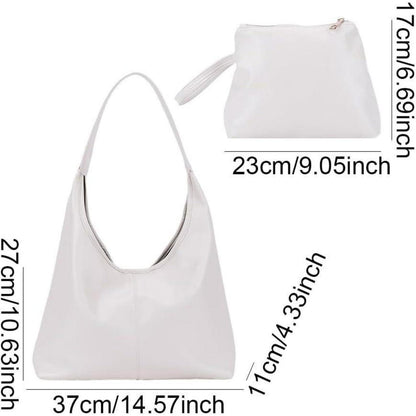Große Weiche Leder Handtasche mit Geldbörse Beige