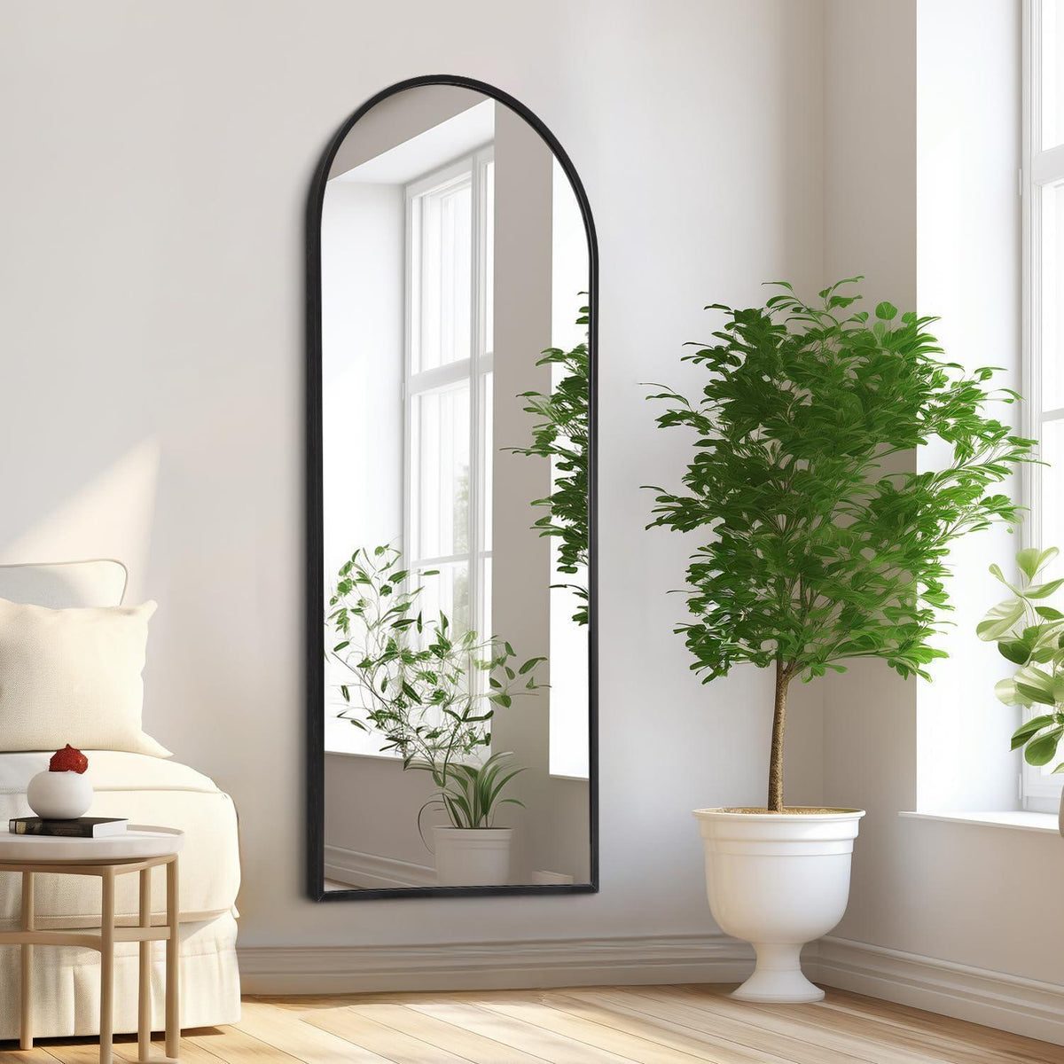 Gewölbter Wandspiegel Schwarz 120x40cm – Moderner Wohnzimmer Spiegel