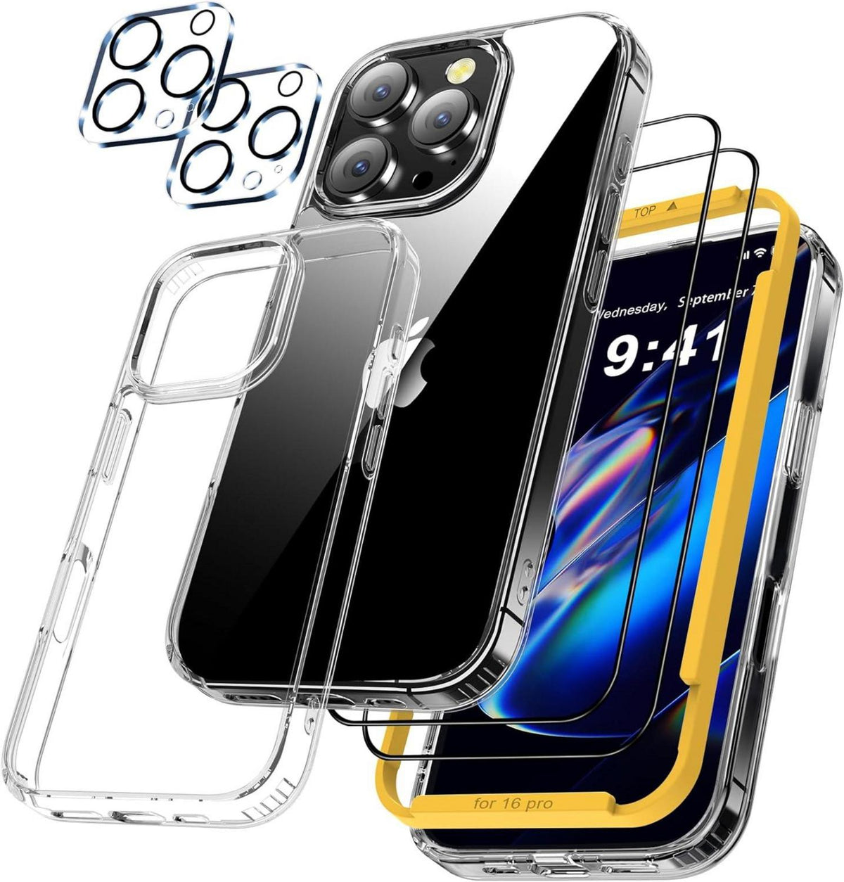 QHOHQ 5-in-1-Set iPhone 16 Pro Hülle Schutzfolie Kamera Schutzhülle