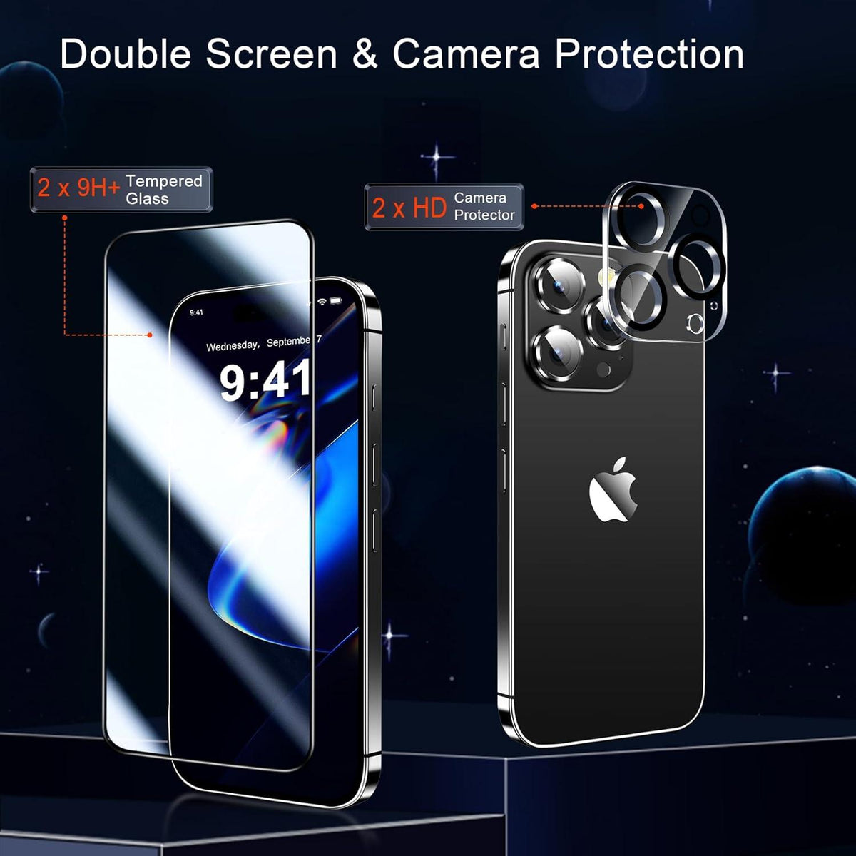 QHOHQ 5-in-1-Set iPhone 16 Pro Hülle + Schutzfolie + Kamera