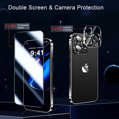 QHOHQ 5-in-1-Set iPhone 16 Pro Hülle + Schutzfolie + Kamera
