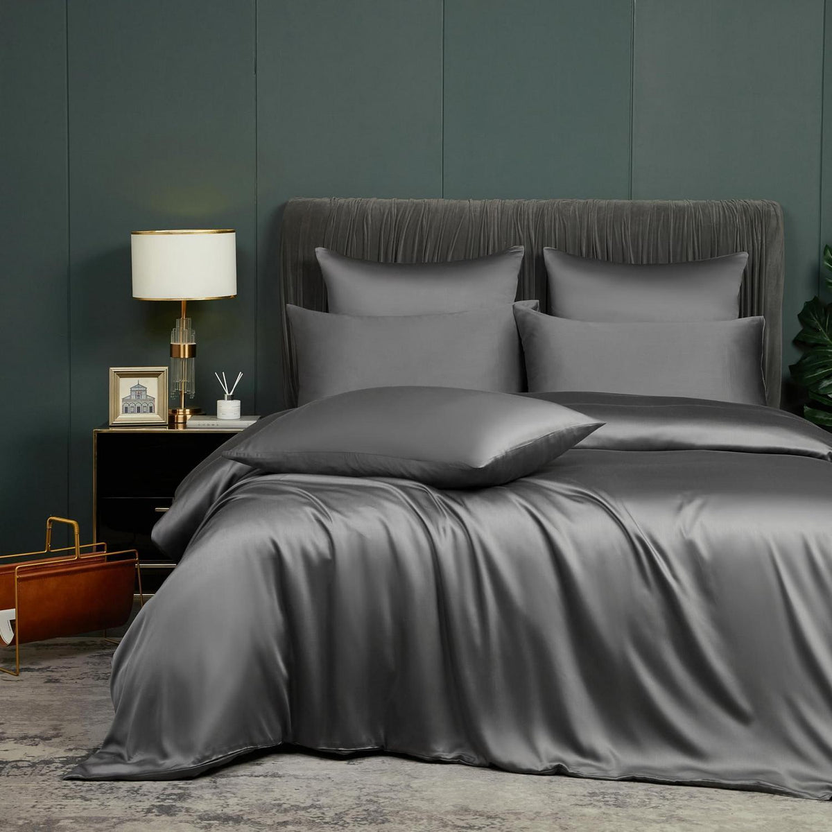 Bambus Bettwäsche Set Grau 200x220cm – Atmungsaktiv & Kühl