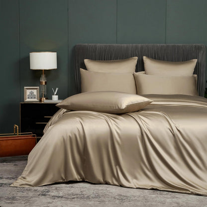 Bettwäsche-Set 200x200cm Braun Taupe Khaki Bambusfaser Kühlend