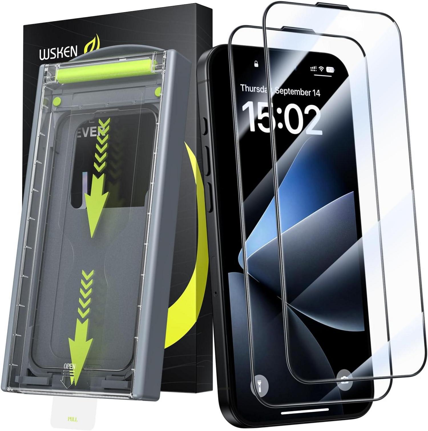 Displayschutz Panzerglas für iPhone 16 15 - 2er Pack 9H Härte HD-Klar