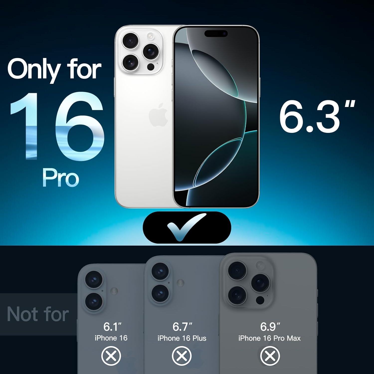 JETech Schutzfolie iPhone 16 Pro Glas Displayschutz 3 Stück