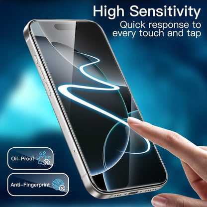 Schutzfolie für iPhone 16 Pro 6,3 Zoll, gehärtetes Glas, HD klar, 3