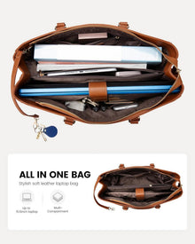 Laptop Handtasche Damen 15,6 Zoll Arbeits Laptoptasche Braun