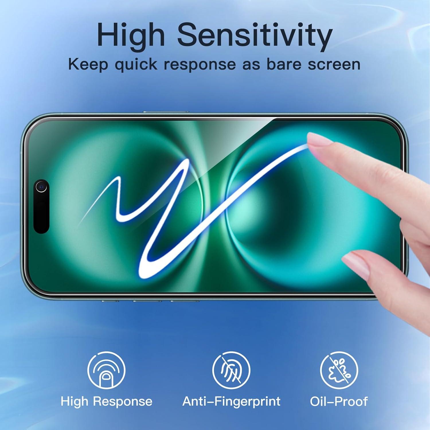 Sichtschutz iPhone 16 Plus 6,7 Zoll Anti-Spy Glasfolie 2 Stück