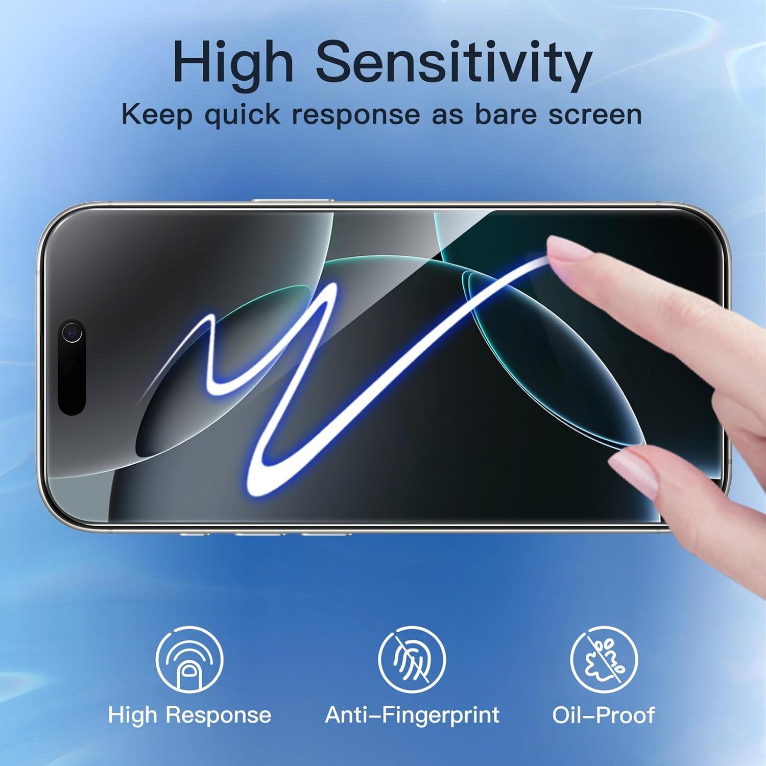 Sichtschutz für iPhone 16 Pro 6,3 Zoll Anti-Spy gehärtete Glas