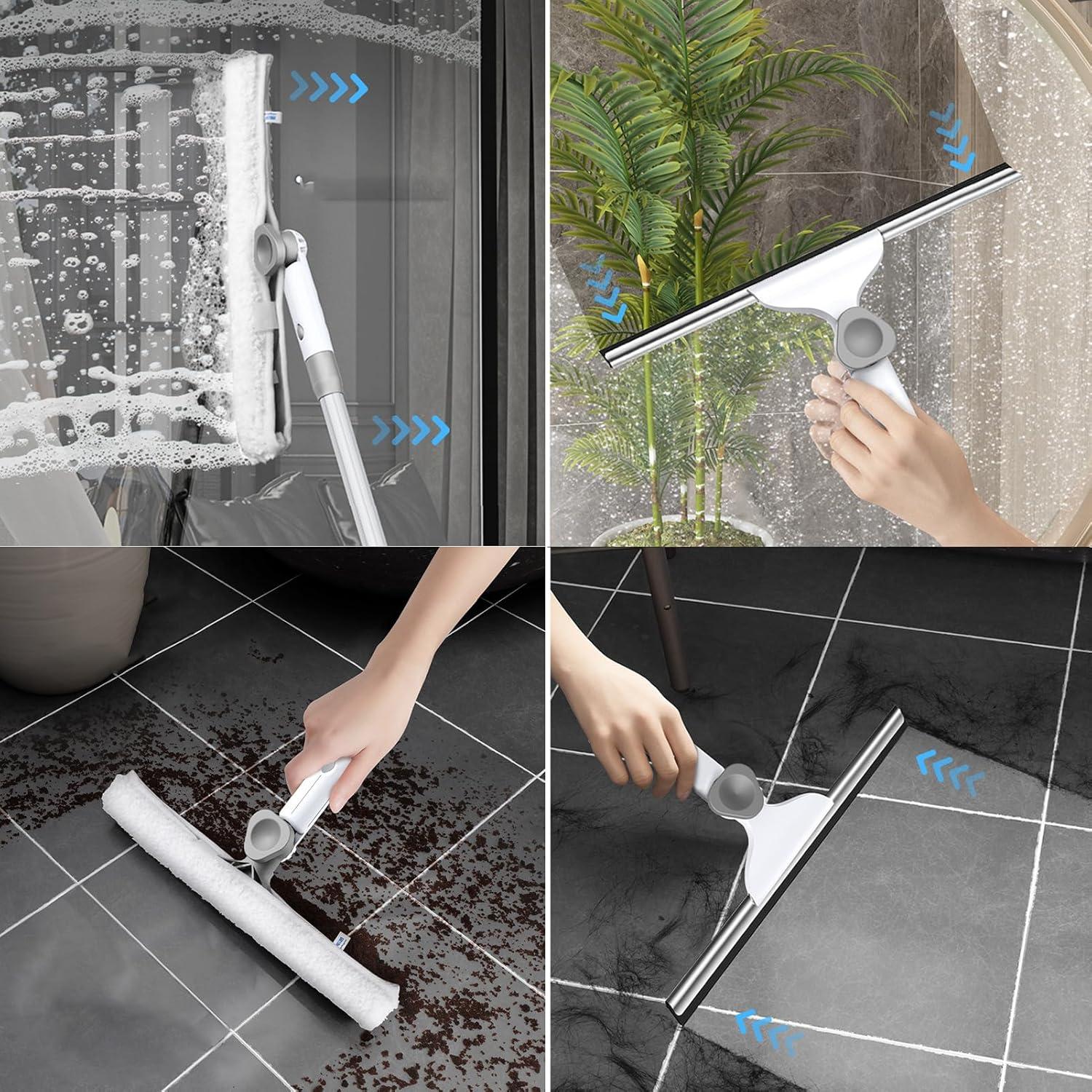 Professioneller Wasserschieber mit Silikonabzieher & Mikrofaserschrubber
