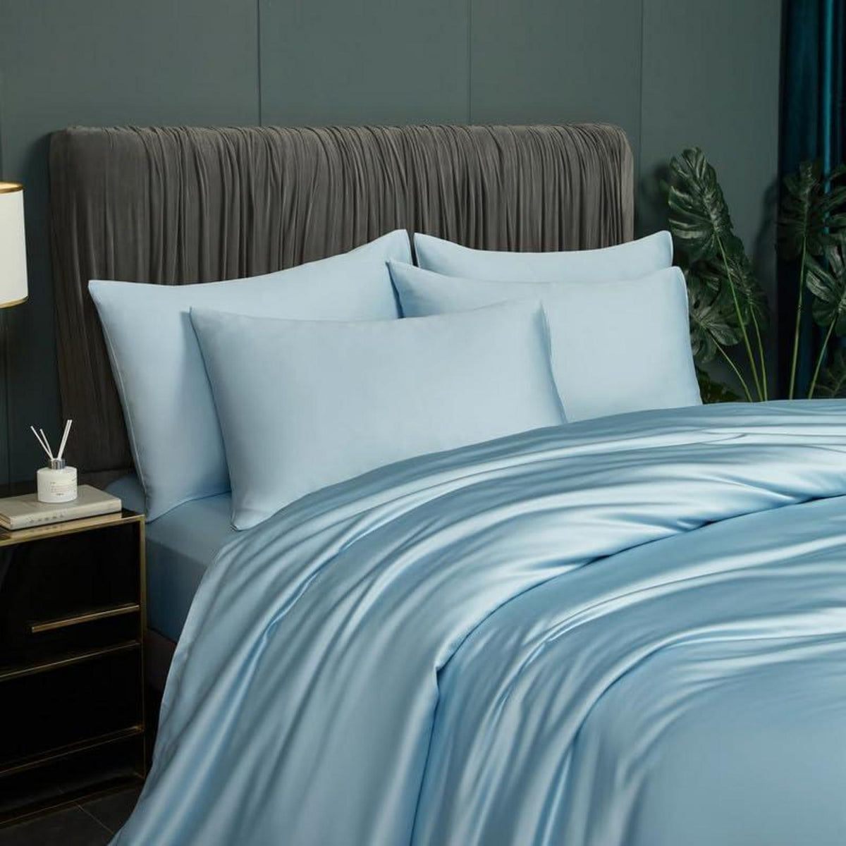 Bambus Bettwäsche-Set 200x200cm Blau – Kühlend & Weich