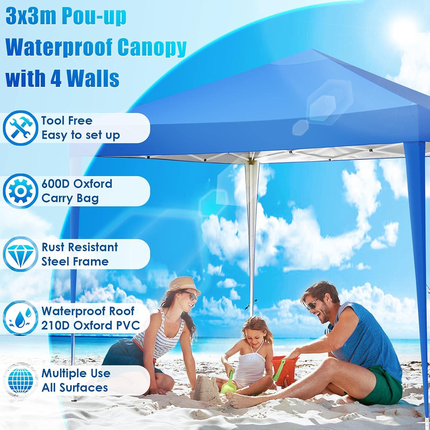 Pavillon 3x3m Wasserdicht Stabil Faltpavillon Pop up Gartenpavillon