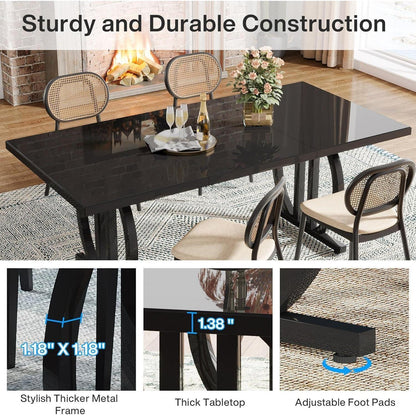 Schwarzer Esstisch 160x80cm | Moderner Küchentisch für 4-6 Personen