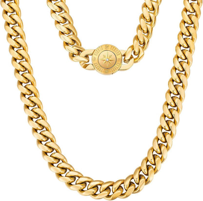 12mm Gold plattierte Herren Panzerkette mit Löwenkopf/Totenkopf