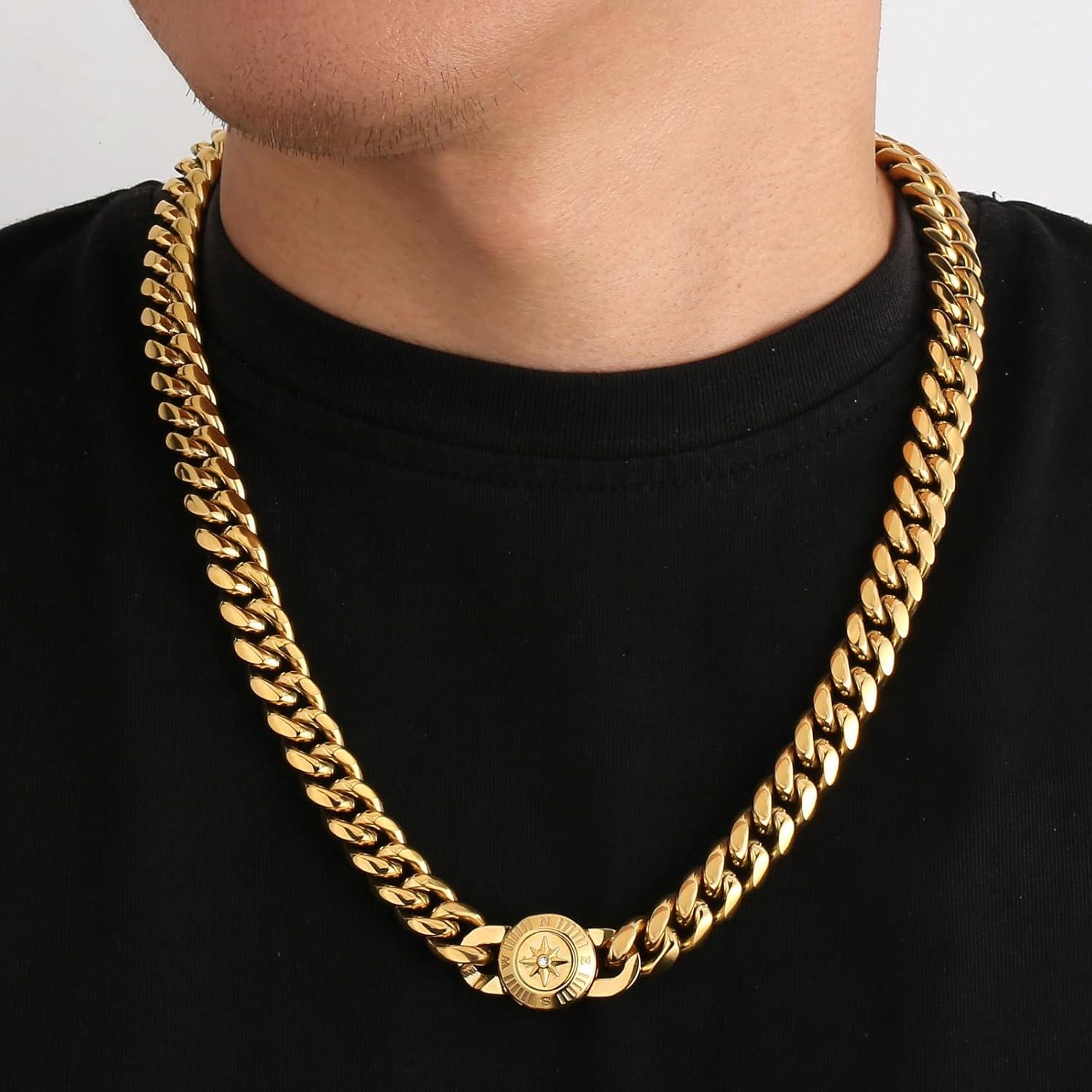 Herren Panzerkette 12mm Gold plattiert Löwe Totenkopf
